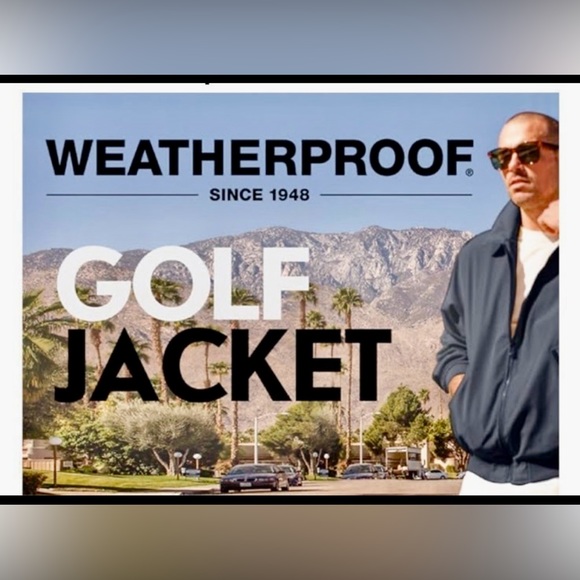 CRABLE MENS GOLF WATERPROOF JACKET KHAKI W/ BLUE TRIM - Picture 11 of 12